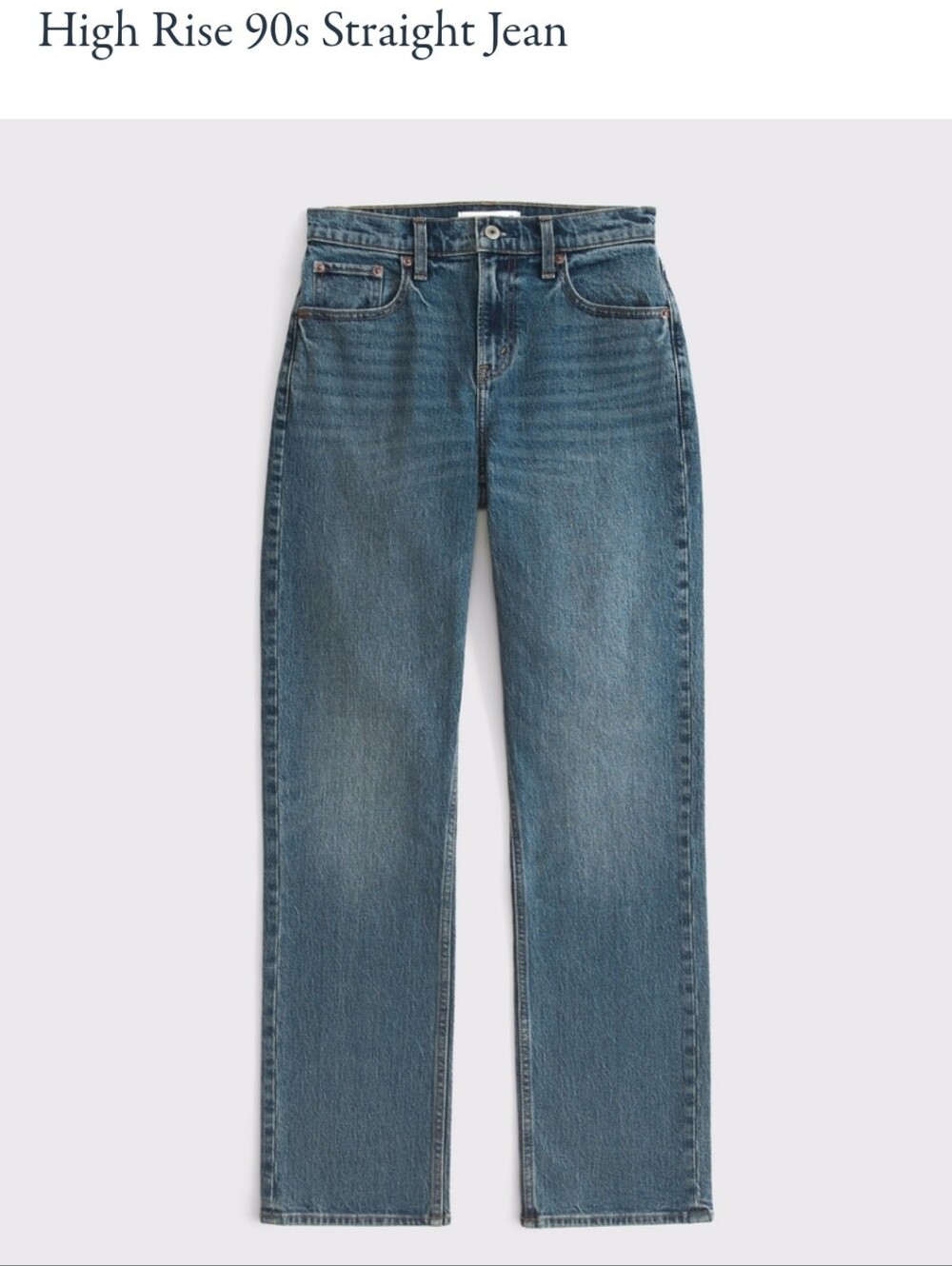 Abercrombie & Fitch Curve Love High Rise 90s Straight-Leg Jeans in Med Blue Wash